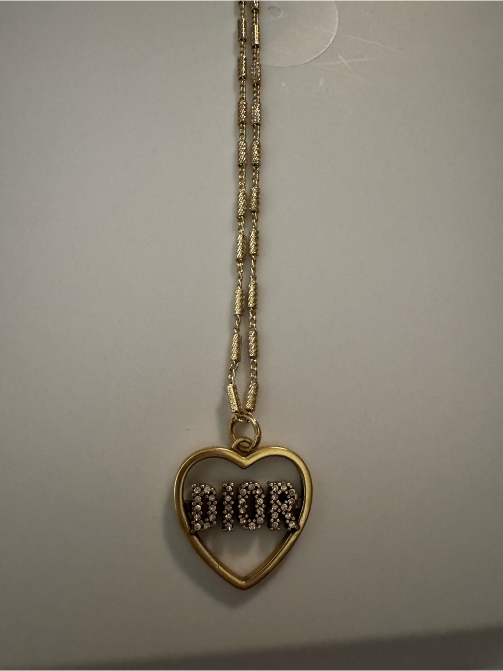 Gold Heart Pendant Necklace with Crystal Lettering
